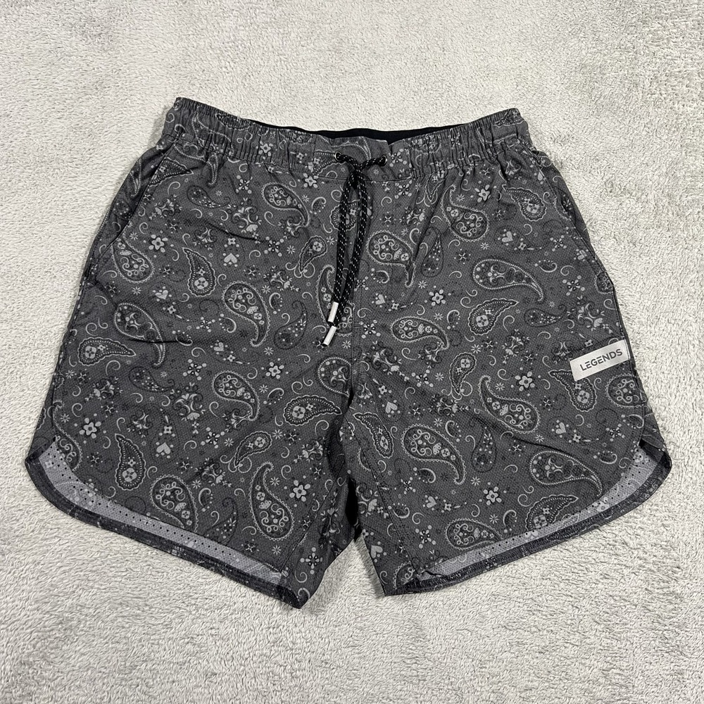 Legends Luka Shorts Mens Medium Paisley Gray Athletic Performance
